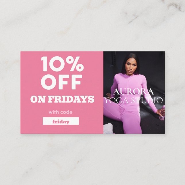 Carte De Visite Vendredi Code rabais Spécial Yoga Studio (Devant)