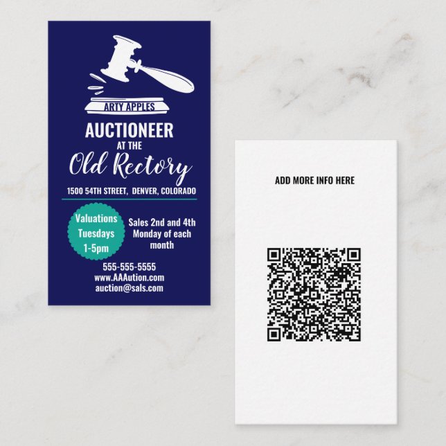 Carte De Visite Vente aux enchères vente aux enchères maison jour  (Devant / Derrière)