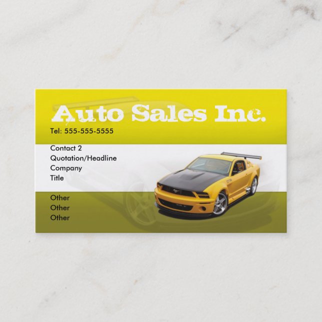 Carte De Visite Ventes de voiture, ventes automatiques (Devant)