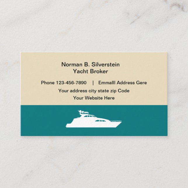 Carte De Visite Ventes et service modernes de courtier de yacht (Devant)