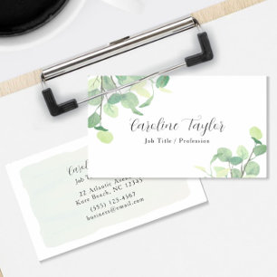 Carte De Visite Verdure moderne Aquarelle Boutique Eucalyptus