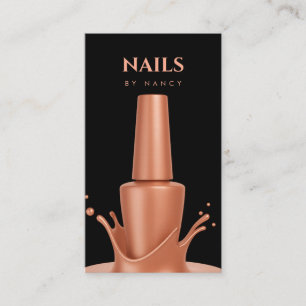 Carte De Visite Vernis à Ongles Rose Gold Nail Artiste Code QR