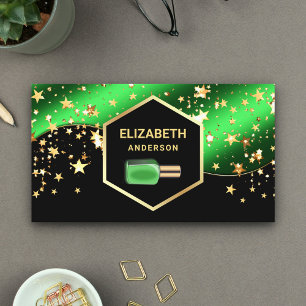 Carte De Visite Vernis à ongles vert citron confettis dorés Manucu