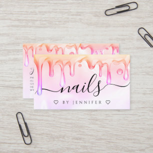 Carte De Visite Vernis Holographique Drips Ongles Artiste Code QR 