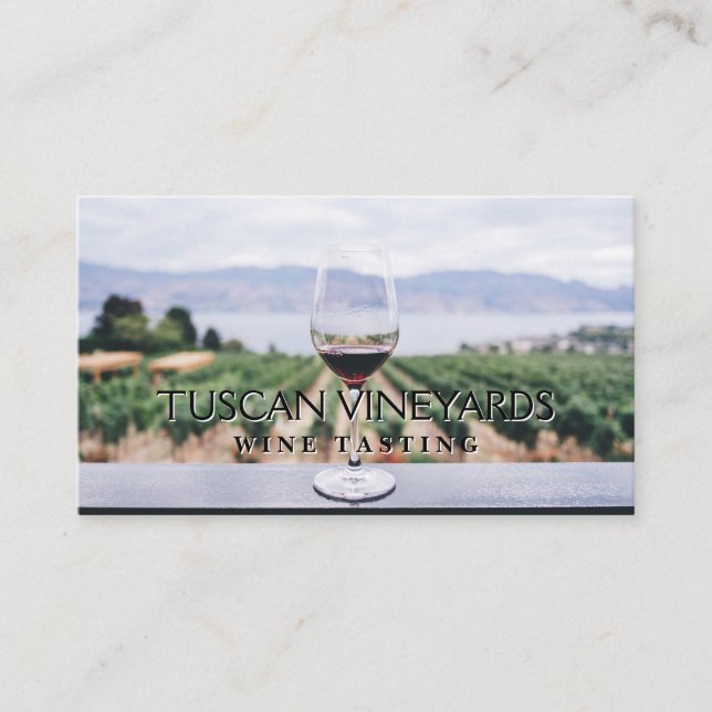 Carte De Visite Verre à vin en face du vignoble (Devant)