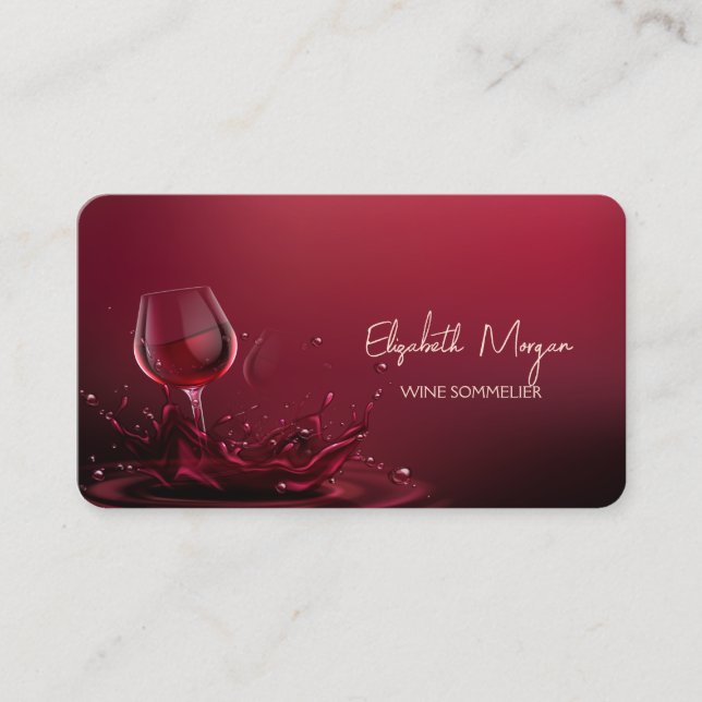 Carte De Visite Verre à vin professionnel élégant Rouge (Devant)