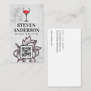 Carte De Visite Verre à vin rouge   Code QR