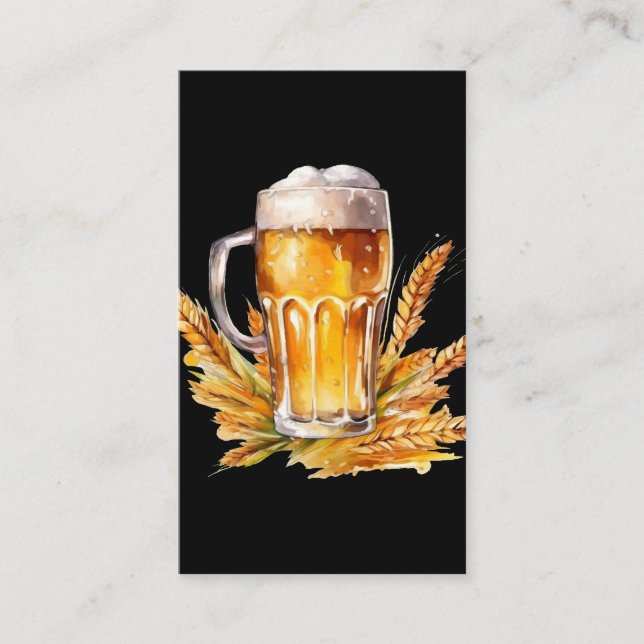 Carte De Visite Verre de bière| Jardin de la bière | Blé (Devant)