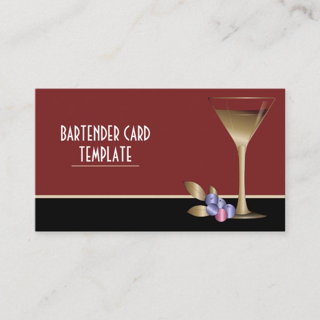 Carte De Visite Verre de cocktail métal or (Devant)