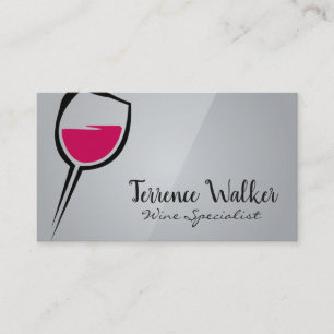 Carte De Visite Verre de vin artistique   Grey lisse