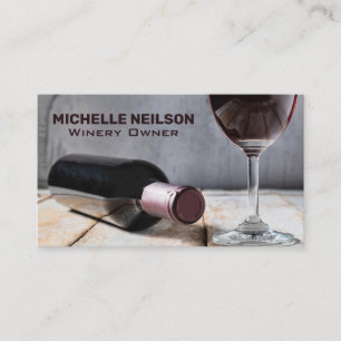 Carte De Visite Verre de vin   Bouteille de vin rouge