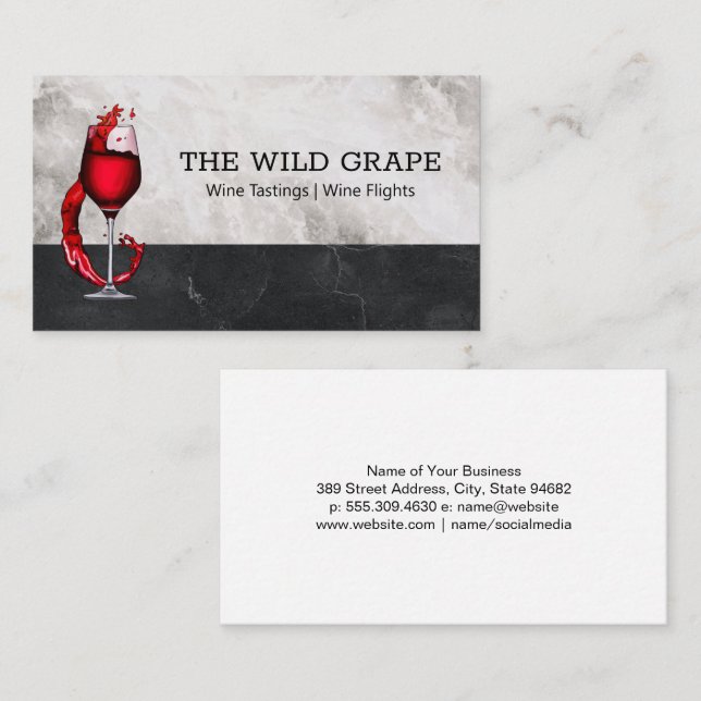 Carte De Visite Verre rouge pour verre à vin (Devant / Derrière)