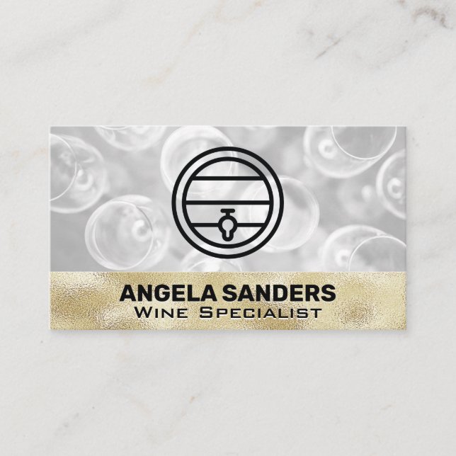 Carte De Visite Verres à vin Gold Texture | Baril de vin (Devant)