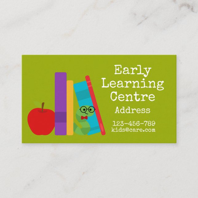 Carte De Visite Vers de livres d'affaires du centre préscolaire d' (Devant)