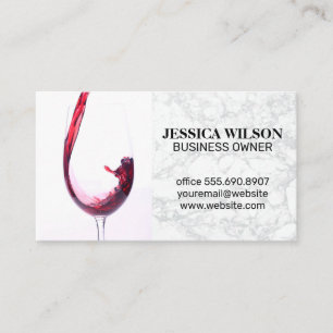 Carte De Visite Verser du vin rouge en verre   Blanc marbre