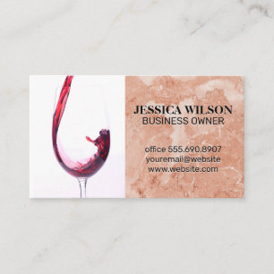Carte De Visite Verser du vin rouge en verre   Marbre rose orange