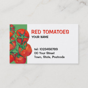 Carte de visite vert aux tomates rouges