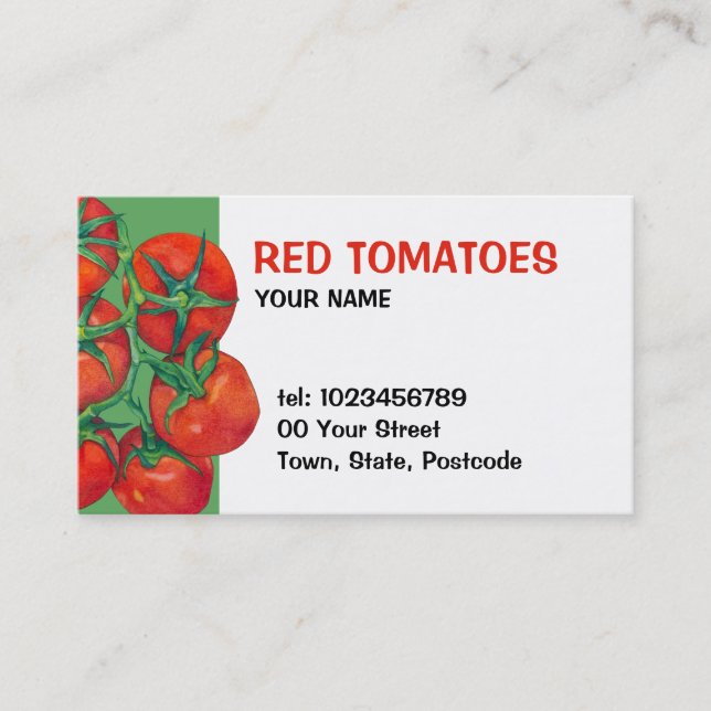 Carte de visite vert aux tomates rouges (Devant)