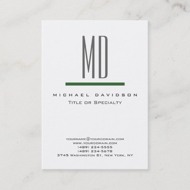 Carte de visite vert blanc gris tendance (Devant)