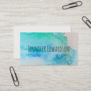 Carte De Visite Vert bleu moderne turquoise aquarelle professionne