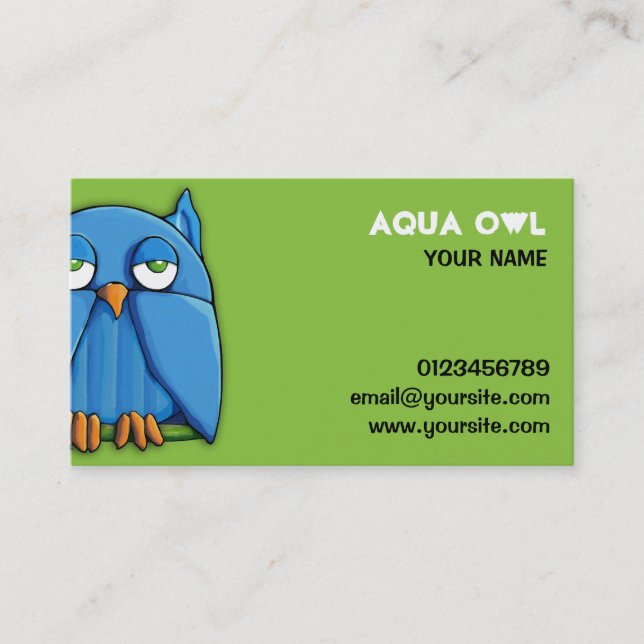 Carte de visite vert d'Aqua Owl (Devant)