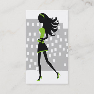 Carte De Visite vert de chaux de la fille de la ville