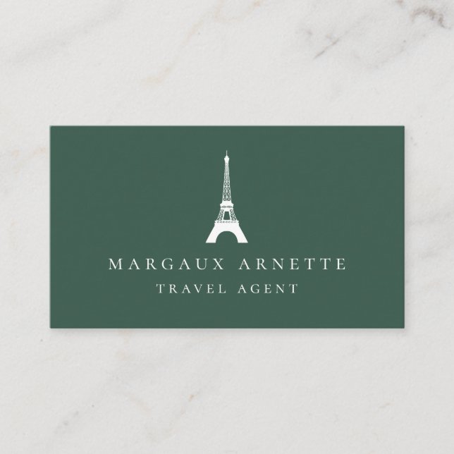 Carte De Visite Vert de logo de Tour Eiffel (Devant)