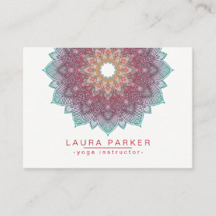 Carte De Visite Vert de rose de yoga de fleur de Lotus de mandala