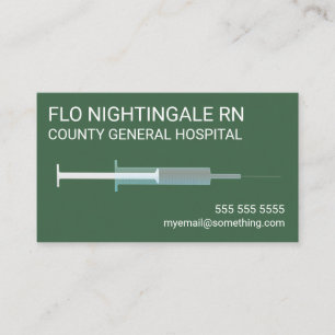 Carte De Visite Vert de vaccin contre la grippe d'infirmière