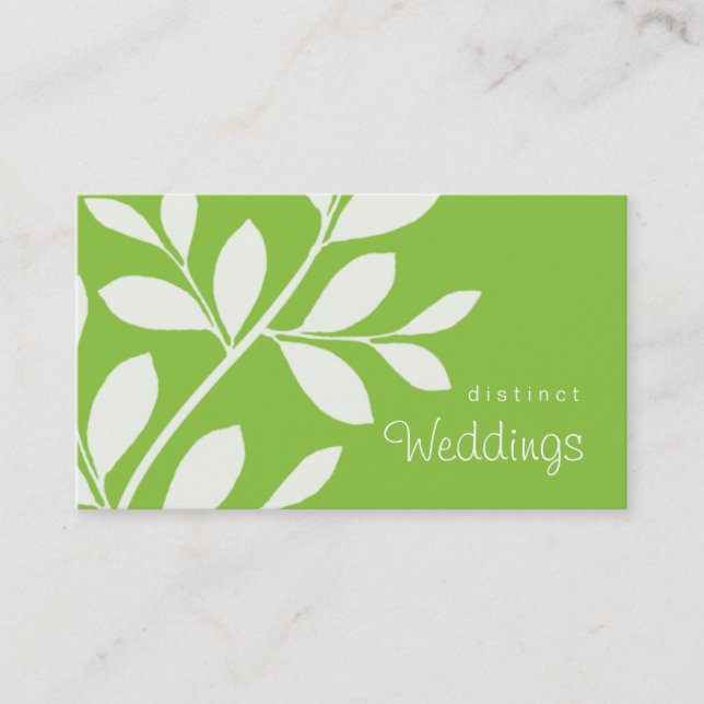 Carte De Visite Vert de wedding planner de branche d'arbre de (Devant)