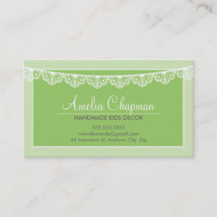 Carte De Visite Vert donnant un petit coup de dentelle créative