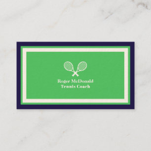 Carte De Visite Vert élégant de tennis professionnel encadré