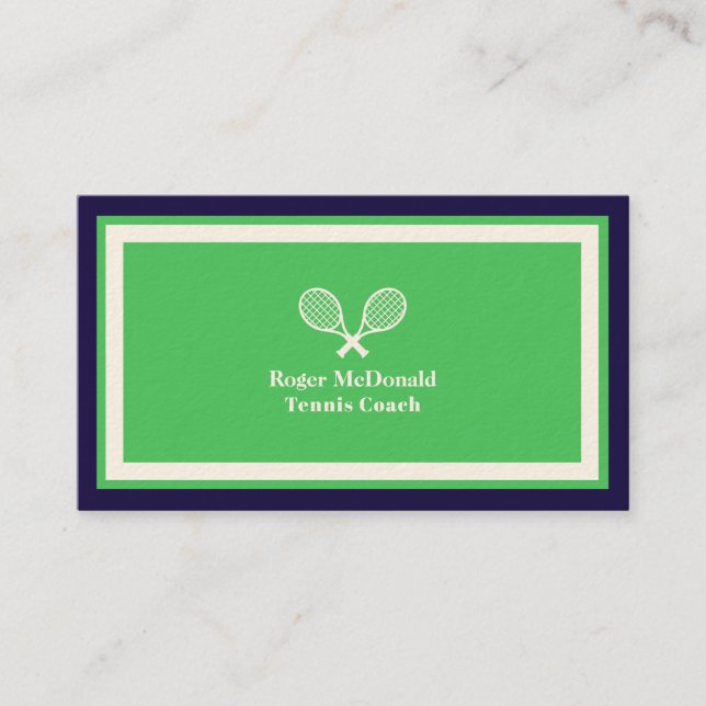 Carte De Visite Vert élégant de tennis professionnel encadré (Devant)