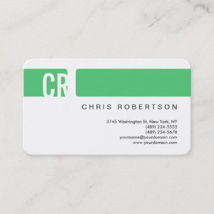 Carte de visite vert émeraude du coin rond du mono