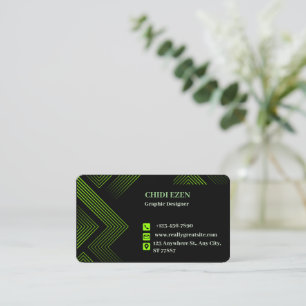 Carte De Visite Vert et Blanc Minimaliste Moderne