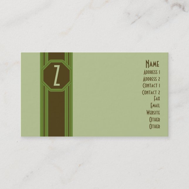 Carte de visite vert et Brown simple (Devant)