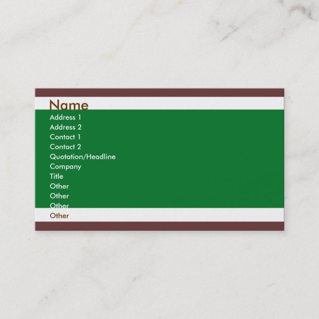 Carte De Visite Vert et brun (Devant)