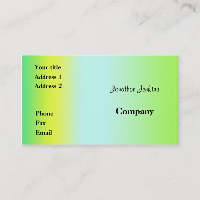 Carte De Visite Vert et jaune (Devant)