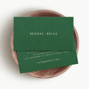 Carte De Visite Vert foncé moderne minimaliste professionnel