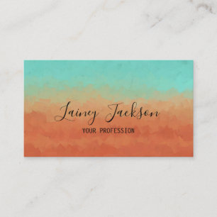 Carte De Visite Vert marin tendance et orange brûlé abstrait