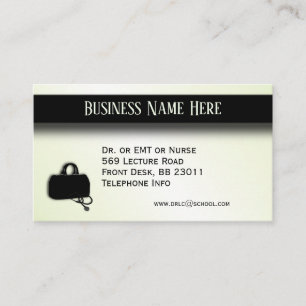 Carte De Visite Vert Médicale avec heures de bureau sur le dos