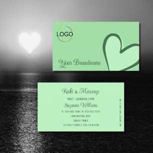 Carte De Visite Vert menthe avec Coeur magnifique et logo mignon
