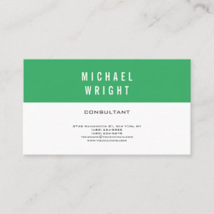 Carte De Visite Vert mer Blanc Moderne Plaine Simple Minimaliste