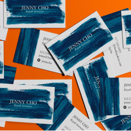 Carte De Visite Vert mer Turquoise Bleu Peinture rayure Brosse Gra