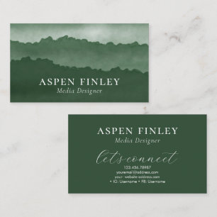 Carte de visite vert Misty Mountain Watercolor
