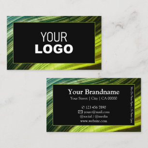 Carte De Visite Vert moderne Wavy Bois Style Cadre ajouter Logo