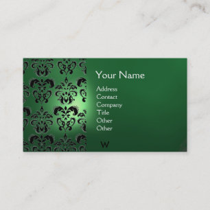 CARTE DE VISITE VERT MONOGRAMME DE SCEAU CIRE