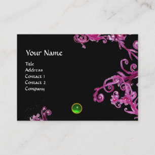 Carte De Visite Vert noir rose pourpre de MONOGRAMME MAGIQUE de