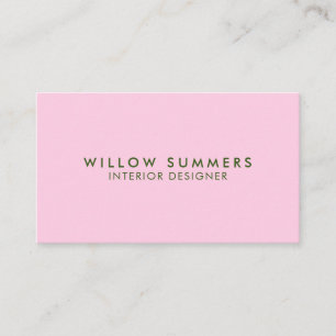 Carte De Visite Vert rose moderne minimaliste professionnel
