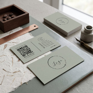 Carte De Visite Vert sauge minimaliste patron professionnel